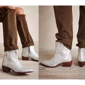 NEW Free People New Frontier Western Boot Silver Women's Size 7